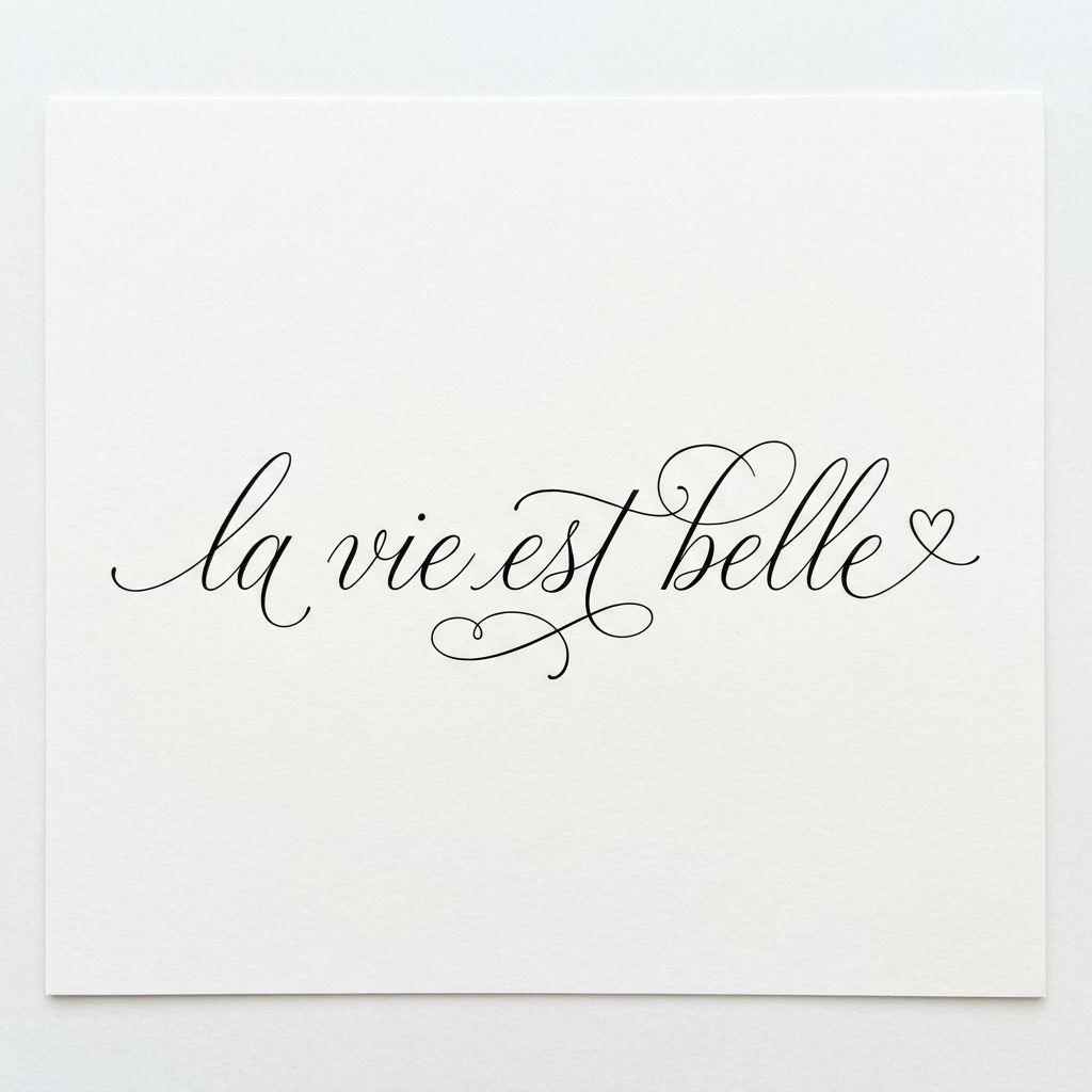 idée tatouage phrase la vie est belle fine line