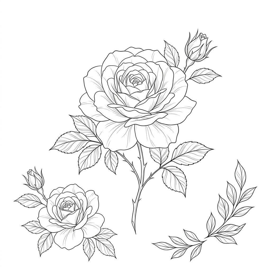 rose-tattoo fineline rose