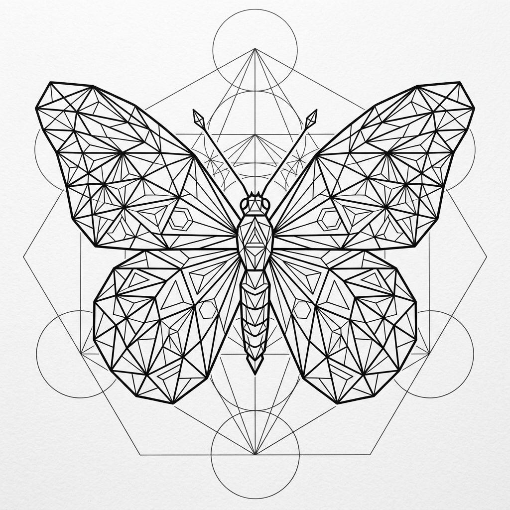 schmetterling-tattoo geometrischer schmetterling