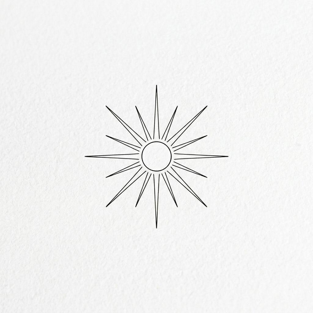 sonne-tattoo strahlende sonne minimalistisch
