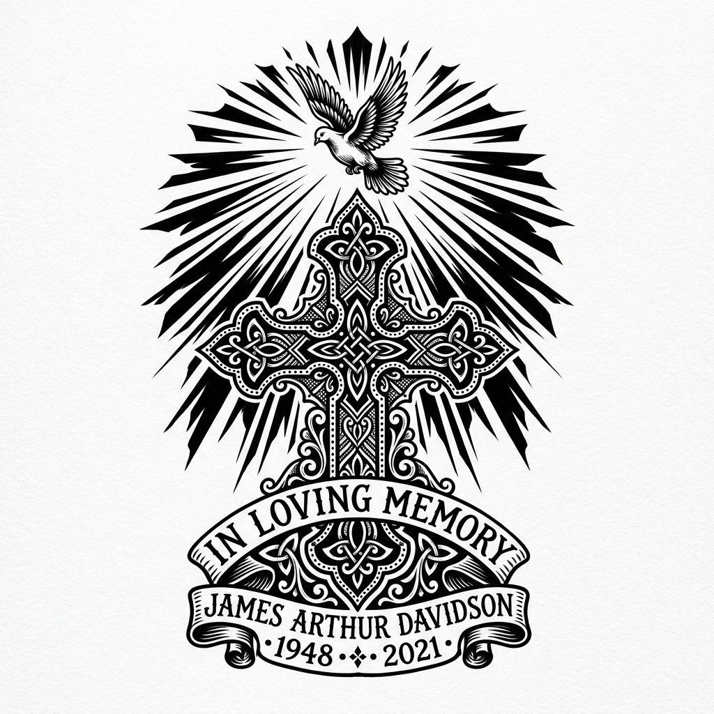 trauer-tattoo kreuz in blackwork