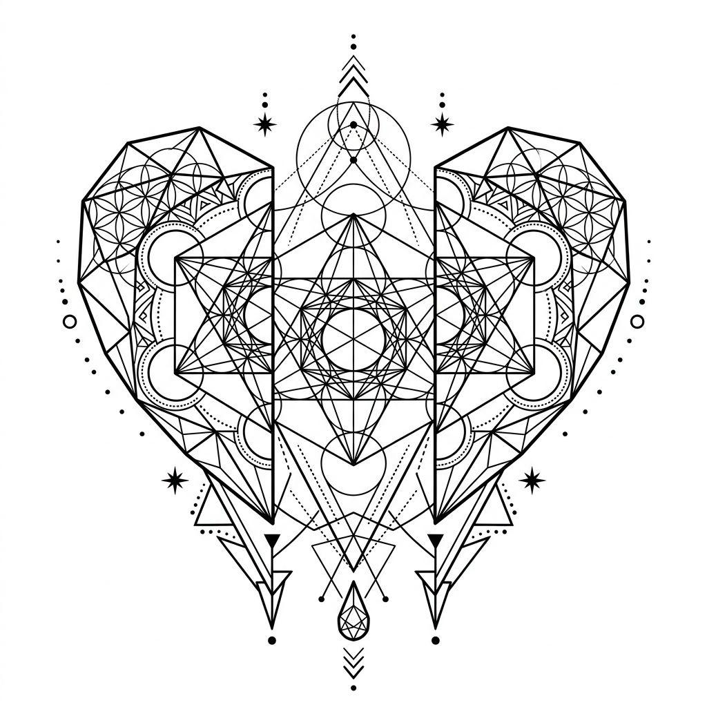 trauer-tattoo geometrisches gebrochenes herz