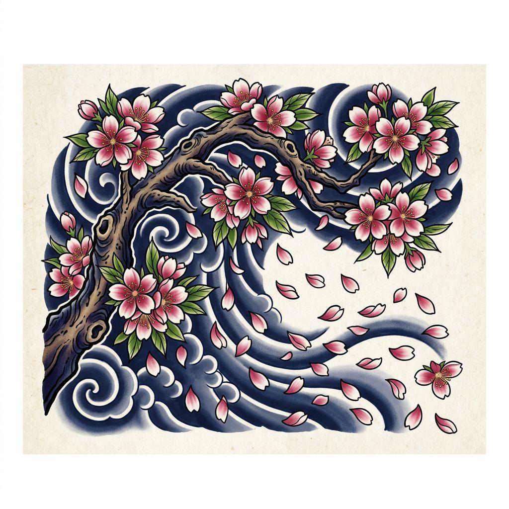 trauer-tattoo japanischer kirschbaum