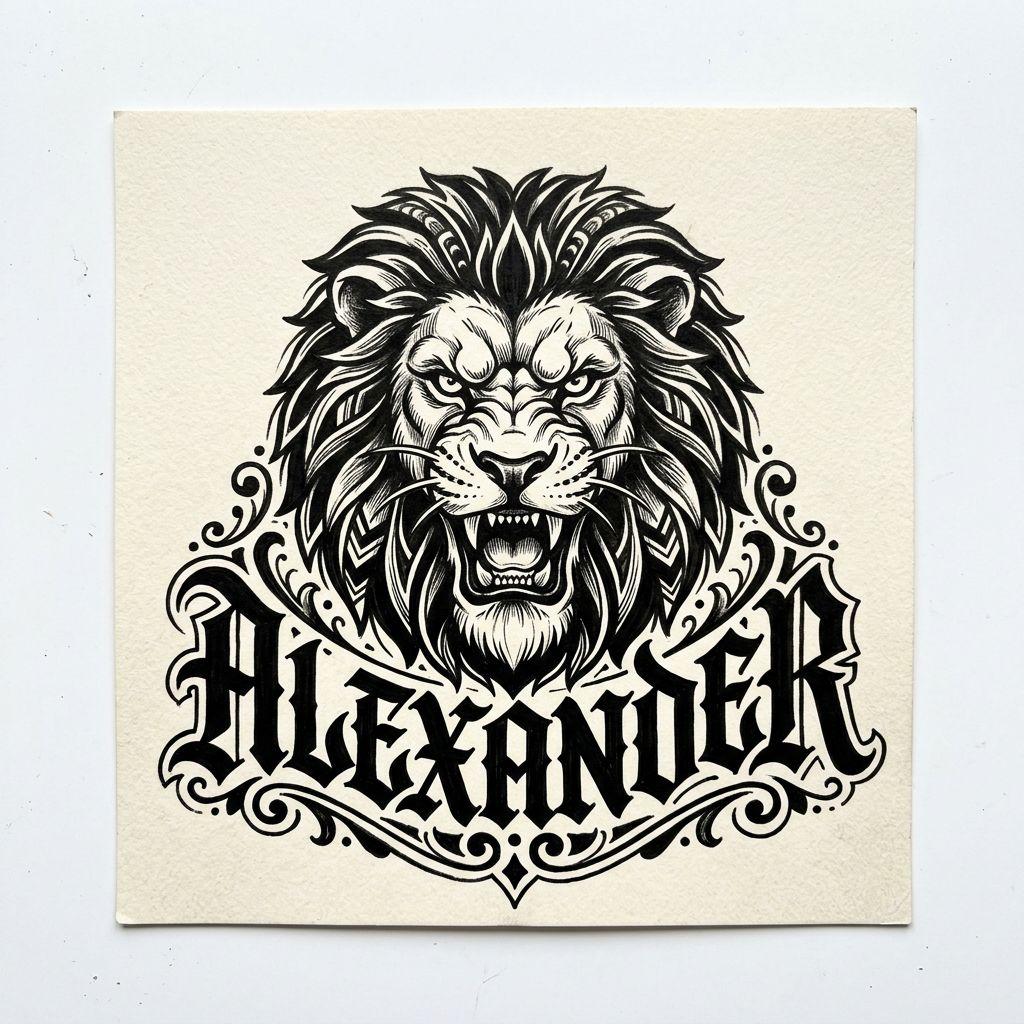 vorname-tattoo vorname und löwe