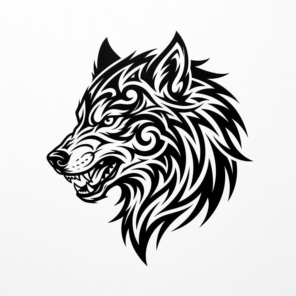wolf-tattoo moderner tribal-wolf