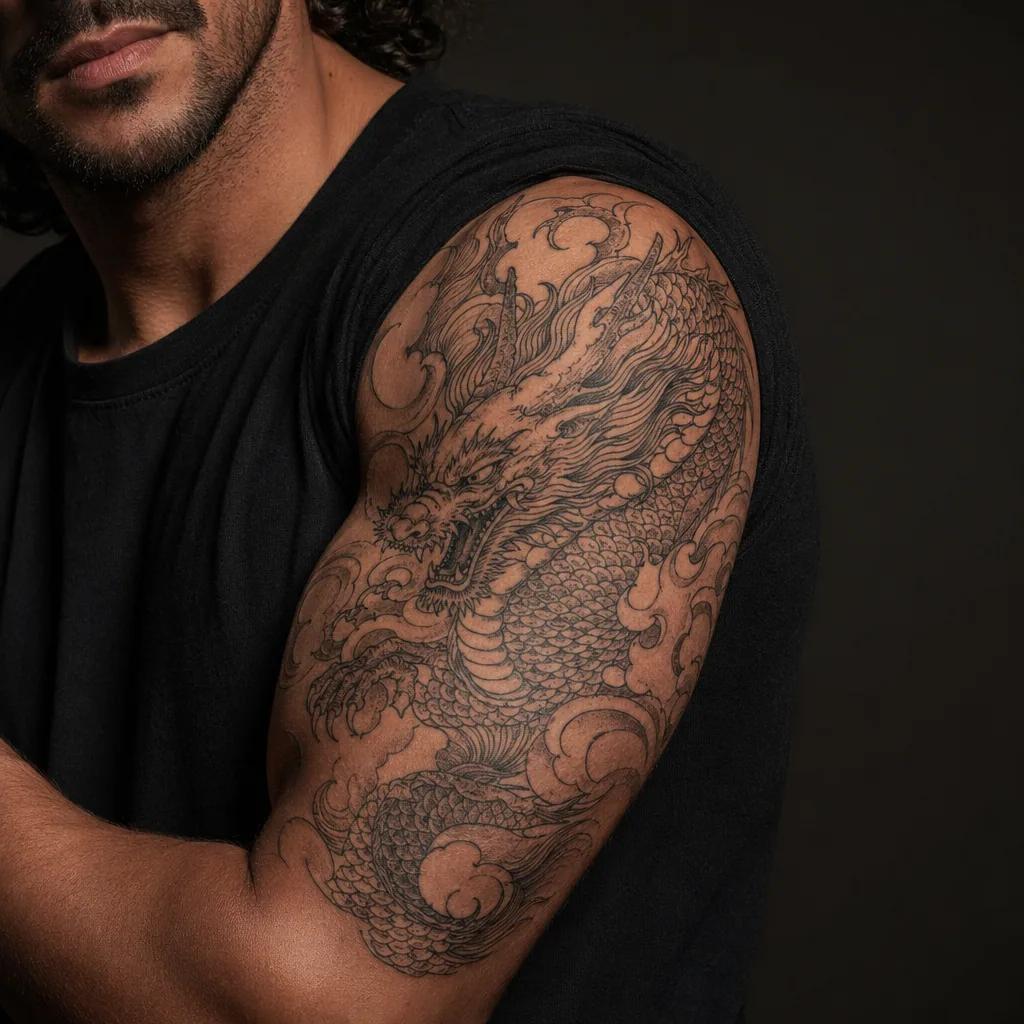 arm-tattoo japanische drachen-sleeve