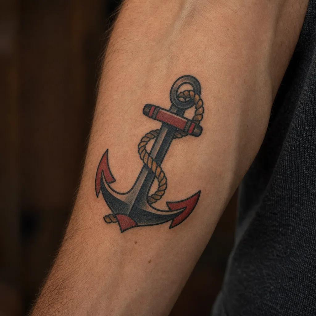 idée tatouage avant-bras homme ancre old school