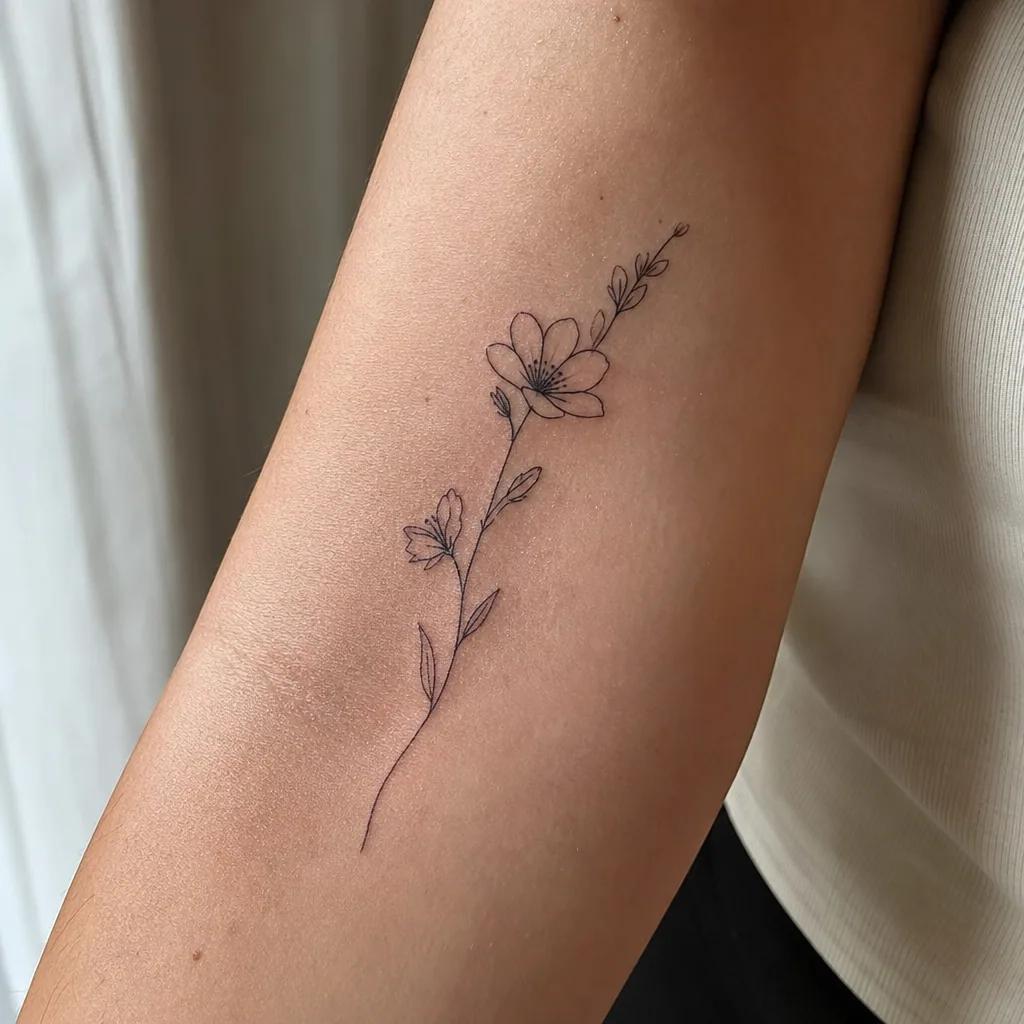 blume-tattoo minimalistischer blütenstängel