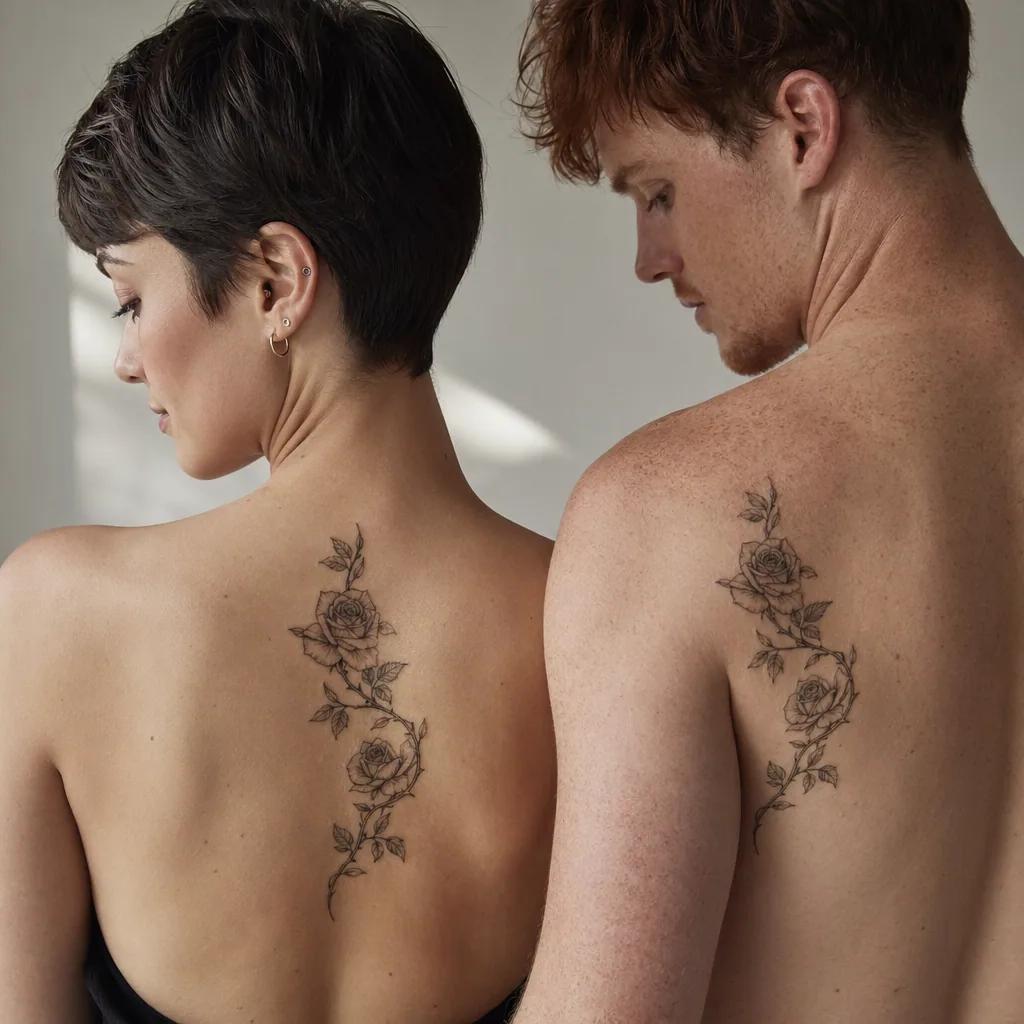 idée tatouage couple roses entrelacées