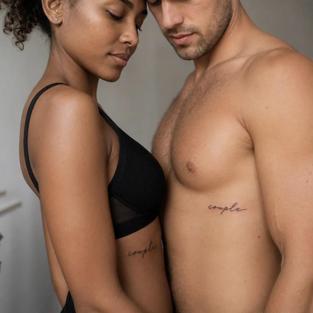 idée tatouage couple lettrage couple