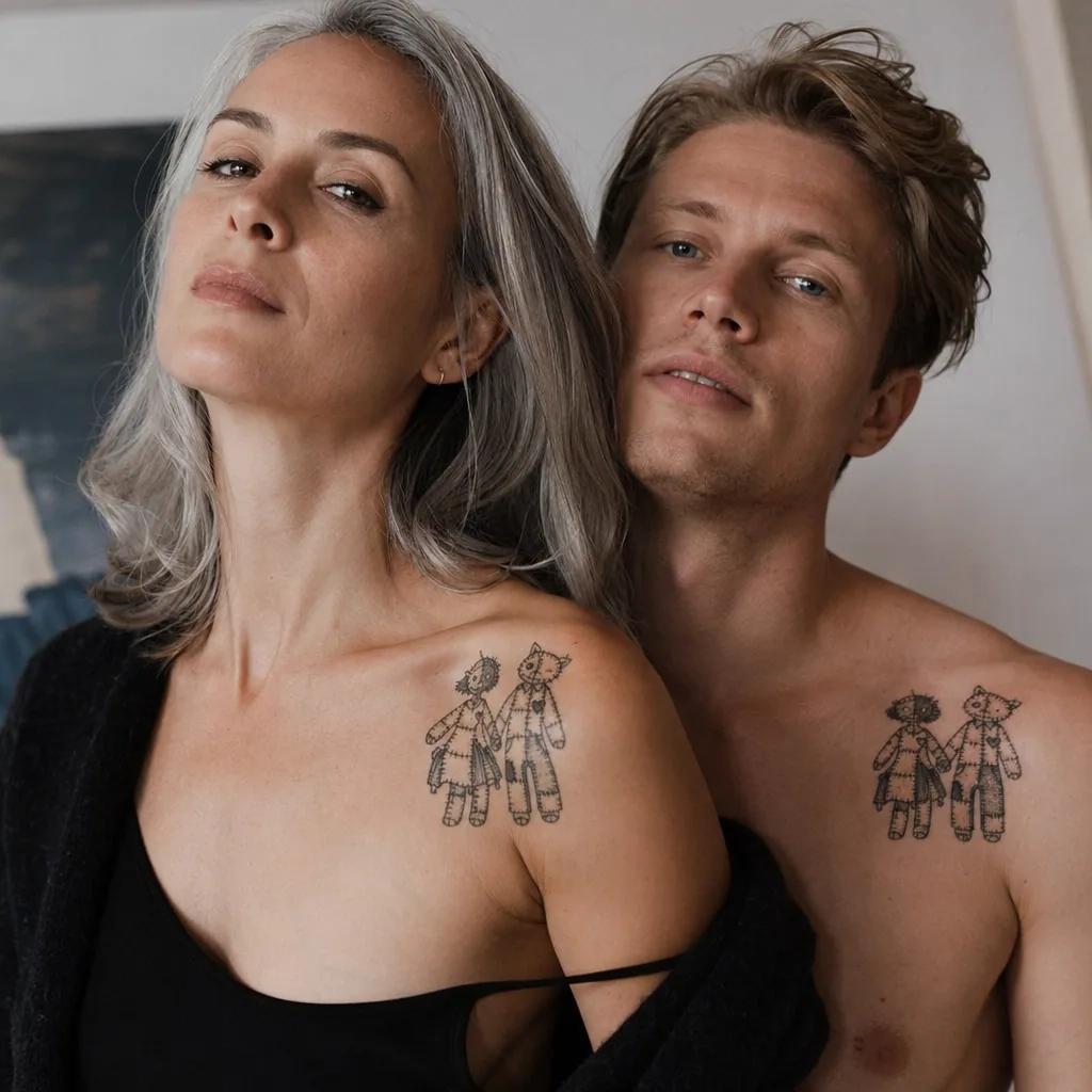 idée tatouage couple patchwork flash couple