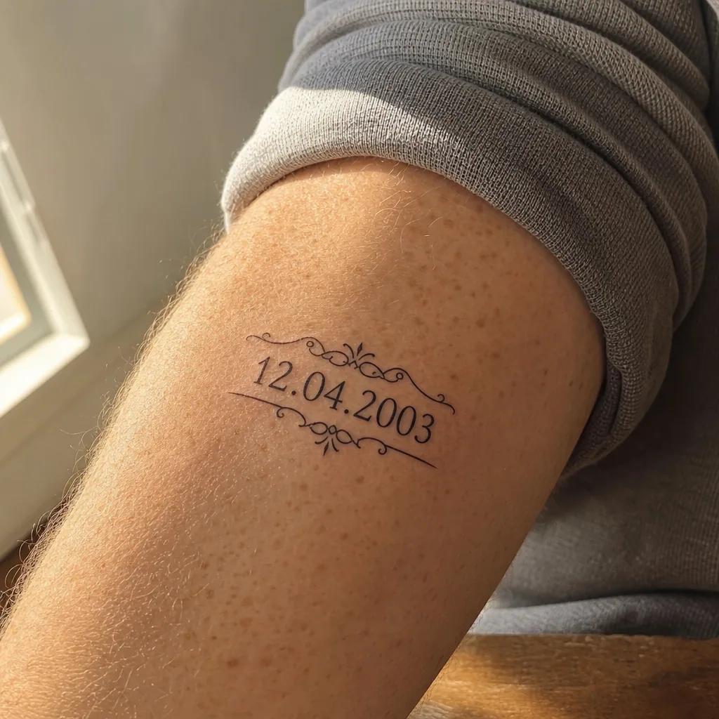 idée tatouage date de naissance date ornementale