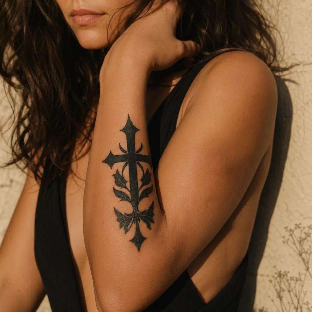 idée tatouage deuil croix blackwork