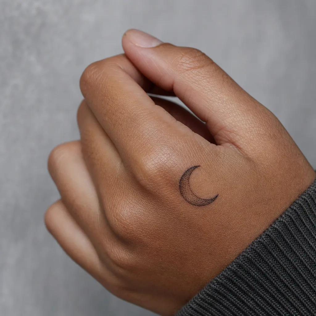 idée tatouage doigt lune dotwork
