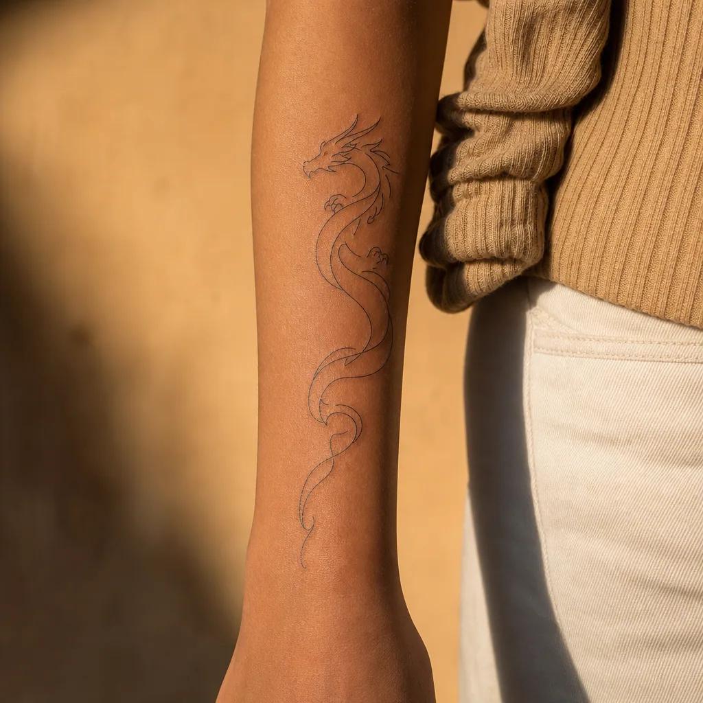 drache-tattoo drache single-line minimalistisch