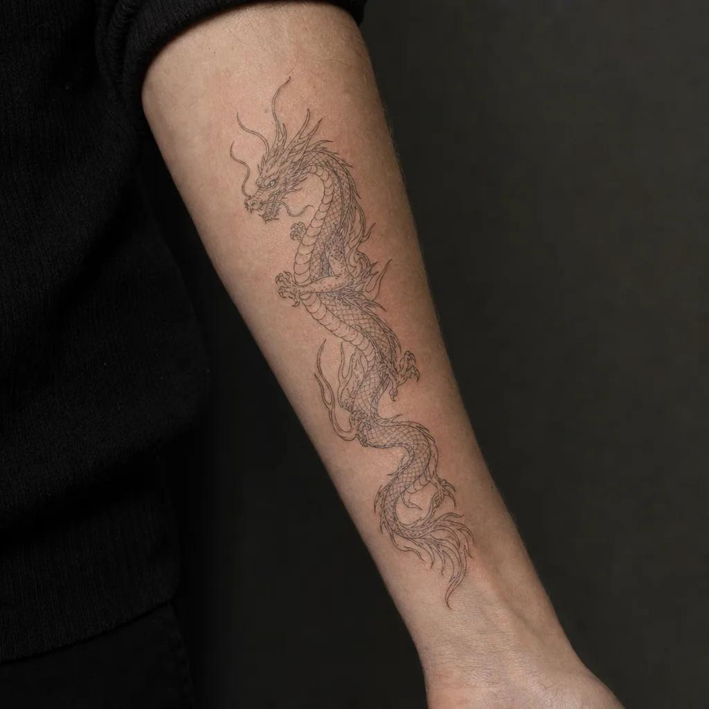 drache-tattoo drache fineline orientalisch