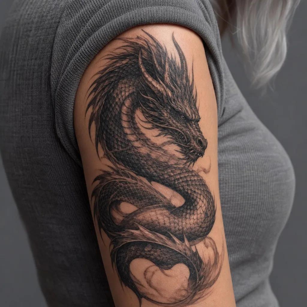 drache-tattoo drache realismus mit schuppen