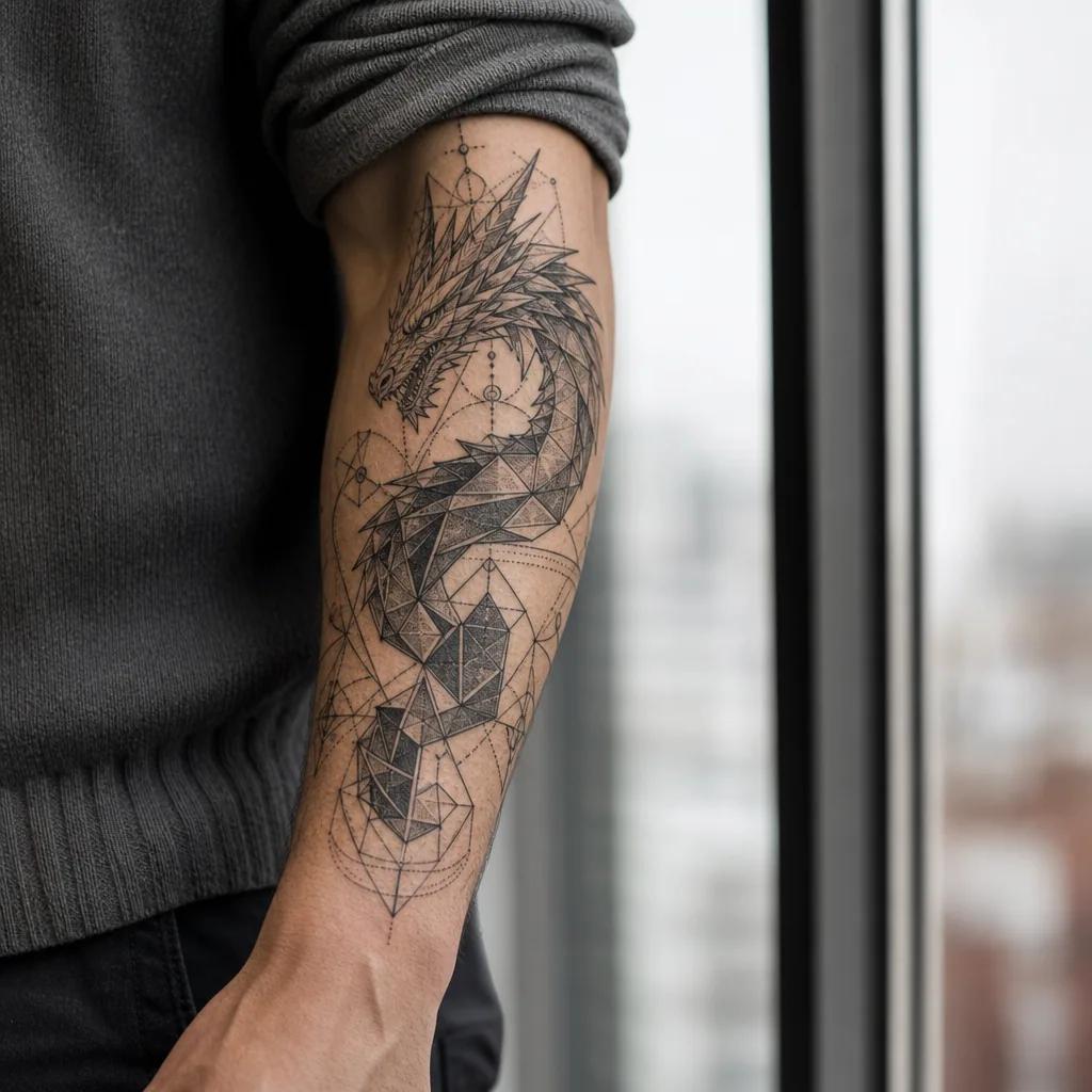 drache-tattoo drache geometrisch modern