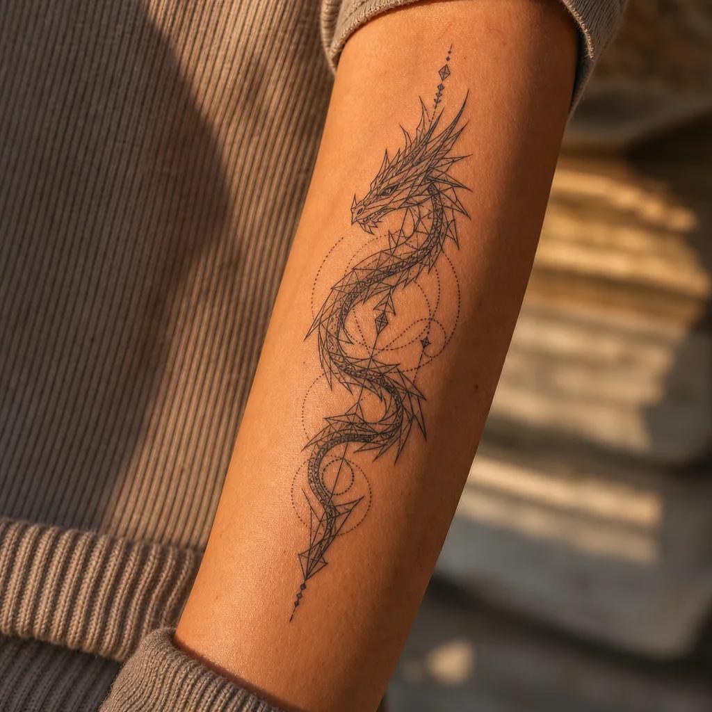 drache-tattoo drache geometrisch modern