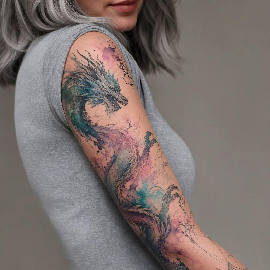 drache-tattoo drache watercolor lebendig