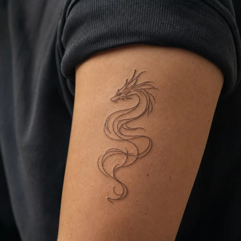 idée tatouage dragon dragon single-line minimaliste