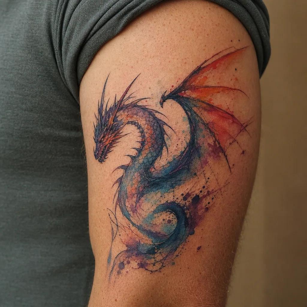 idée tatouage dragon dragon aquarelle vibrant