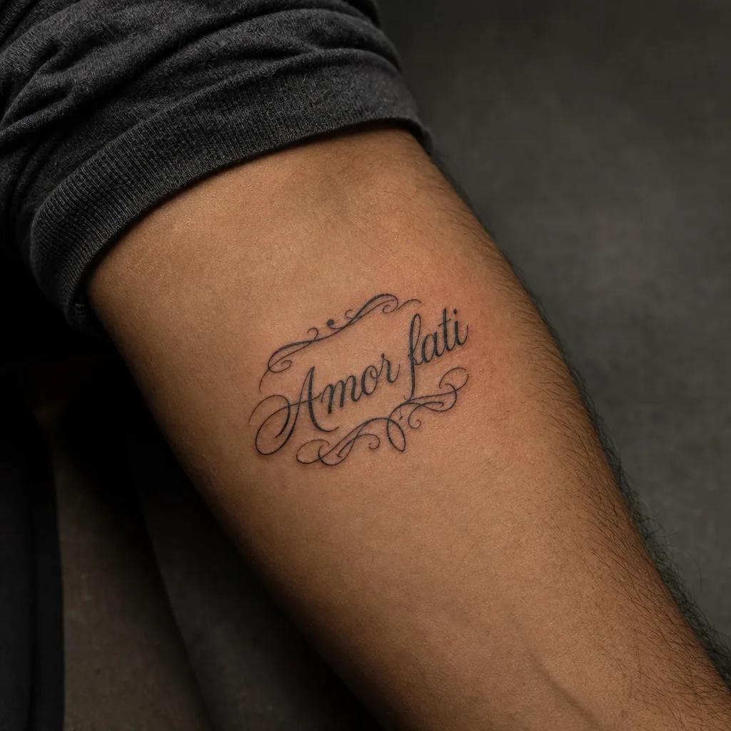 idée tatouage écriture calligraphie ornée à fioritures