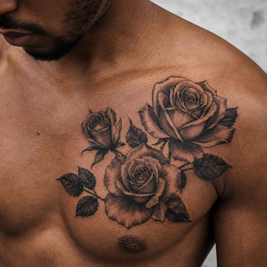 idée tatouage famille homme roses néo-traditionnelles enfants