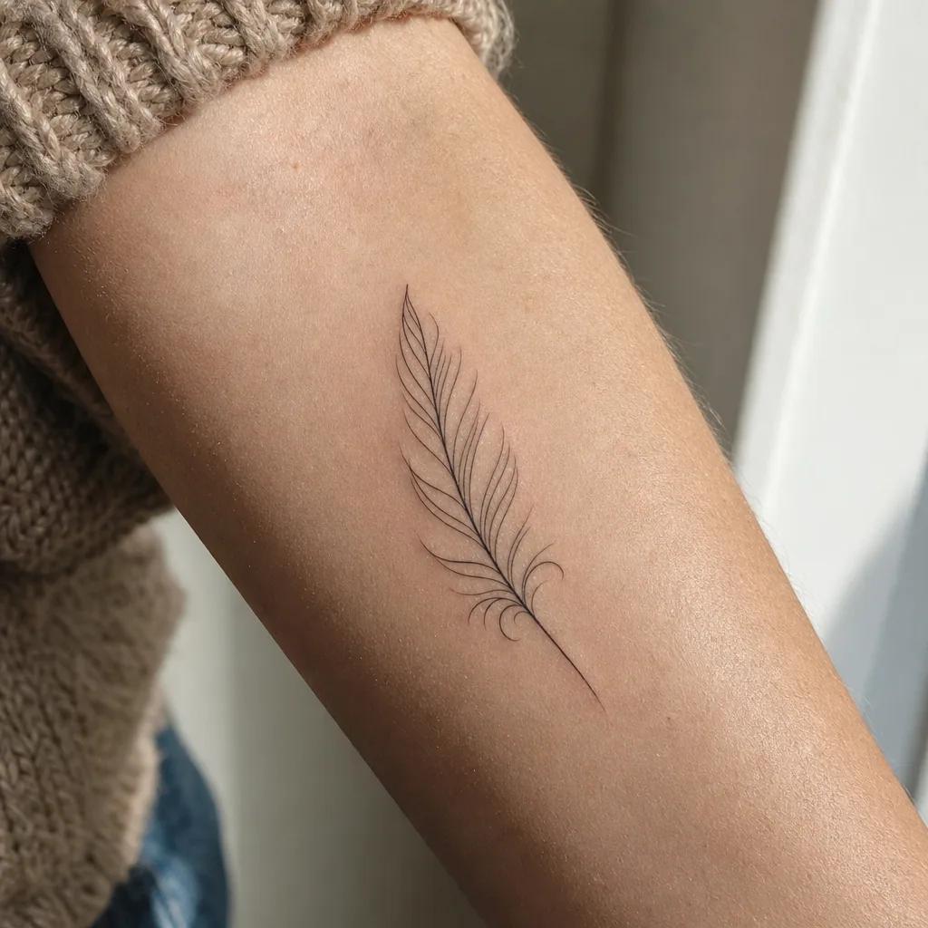feder-tattoo minimalistische feder single line