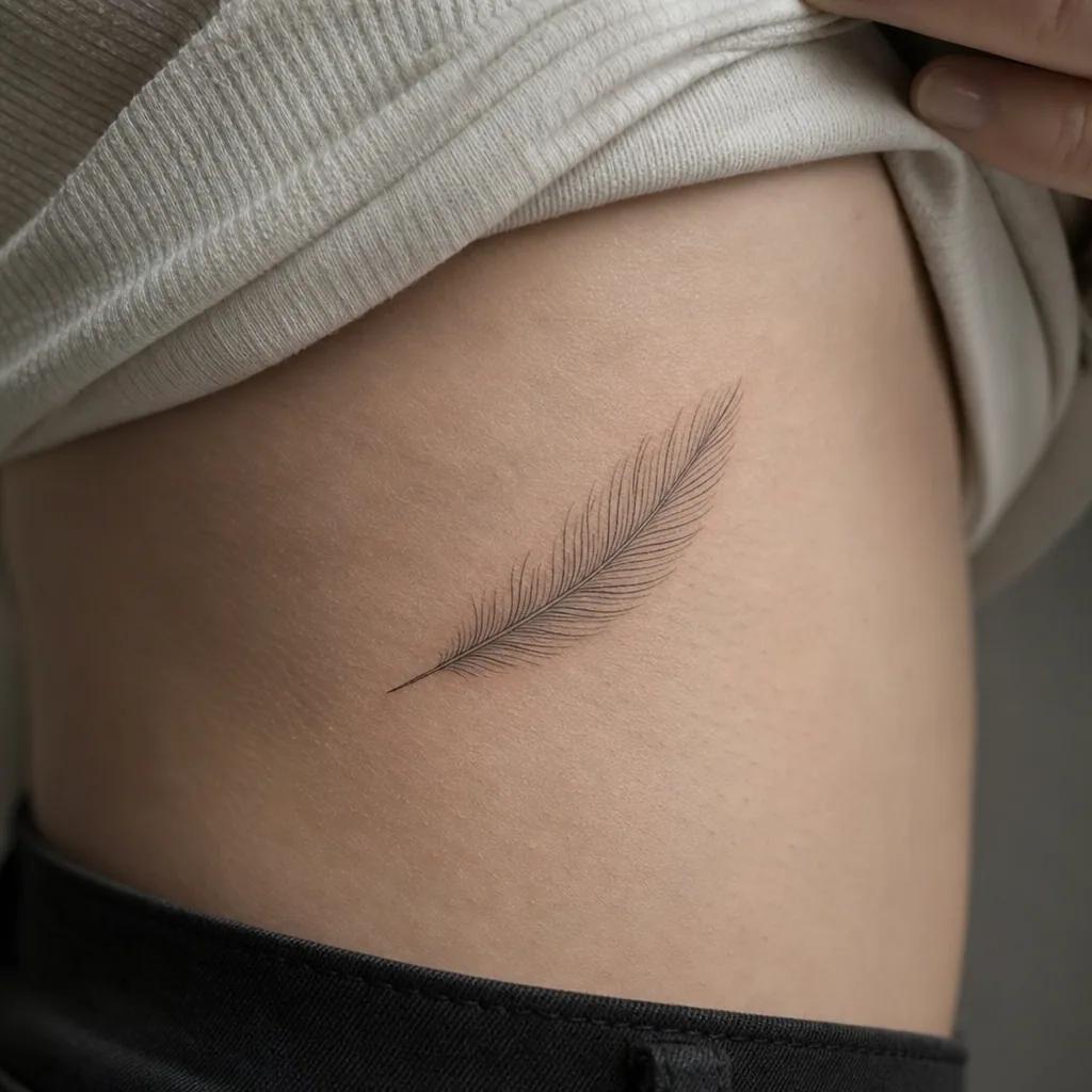 feder-tattoo zarte fineline-feder