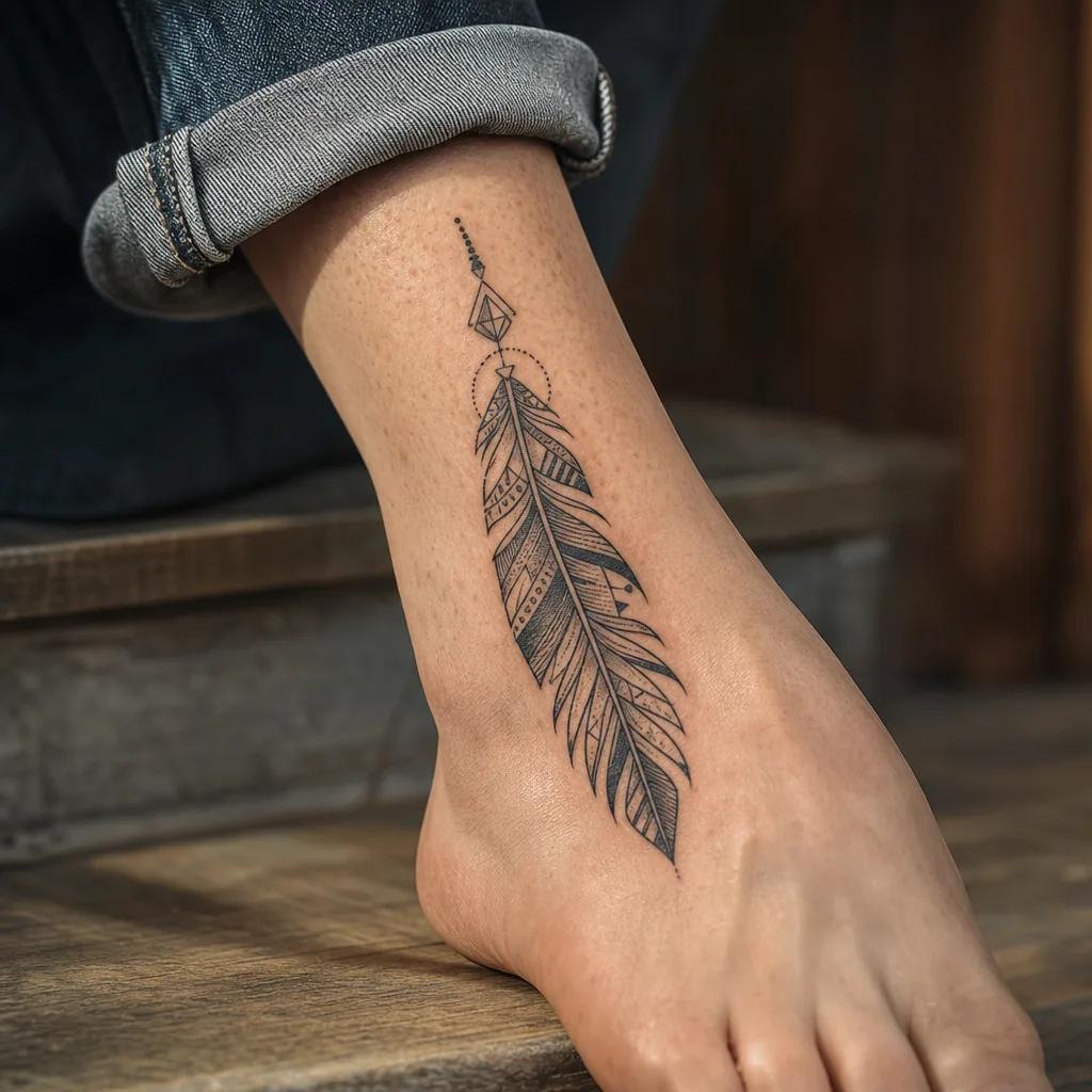 feder-tattoo geometrische feder
