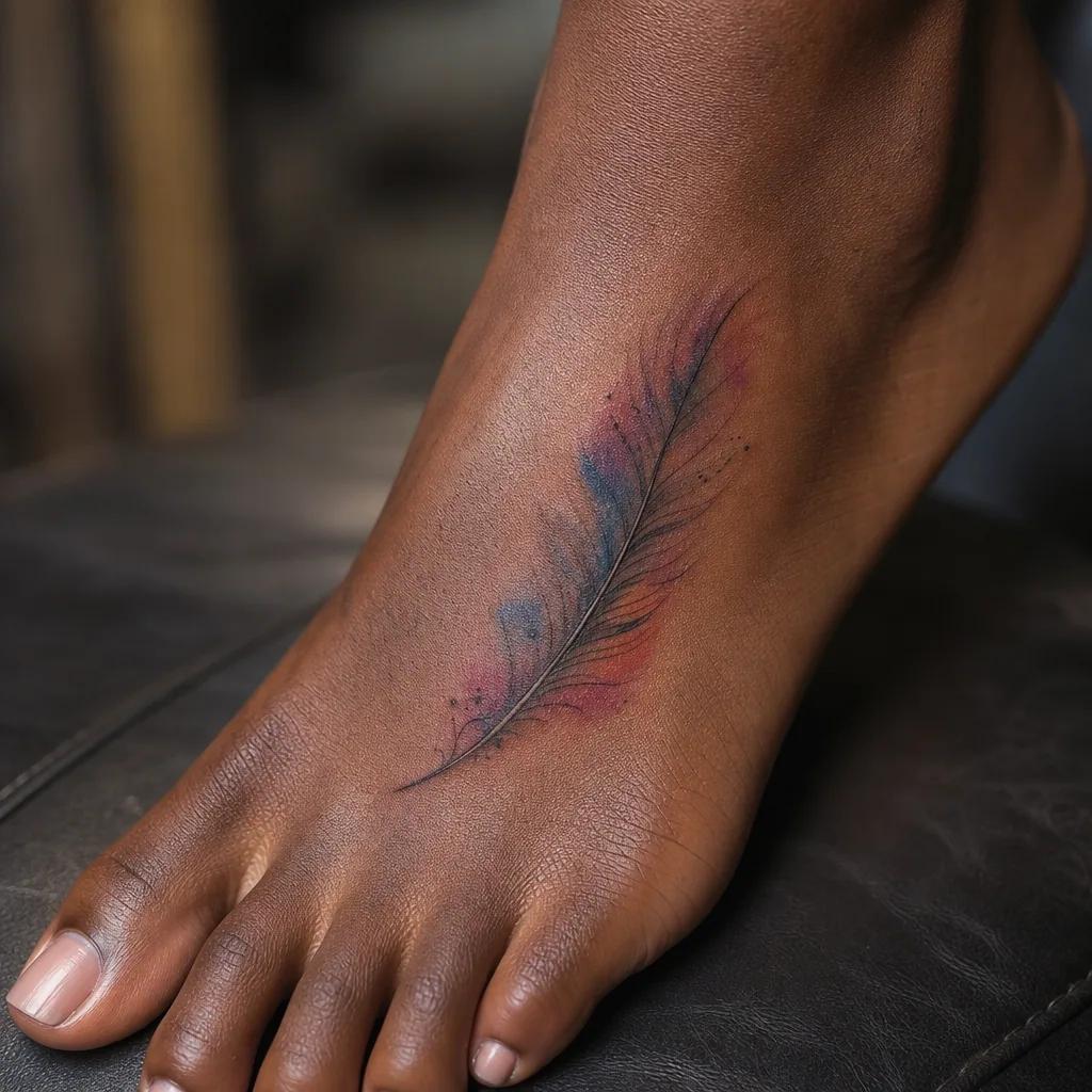 feder-tattoo sanfte watercolor-feder