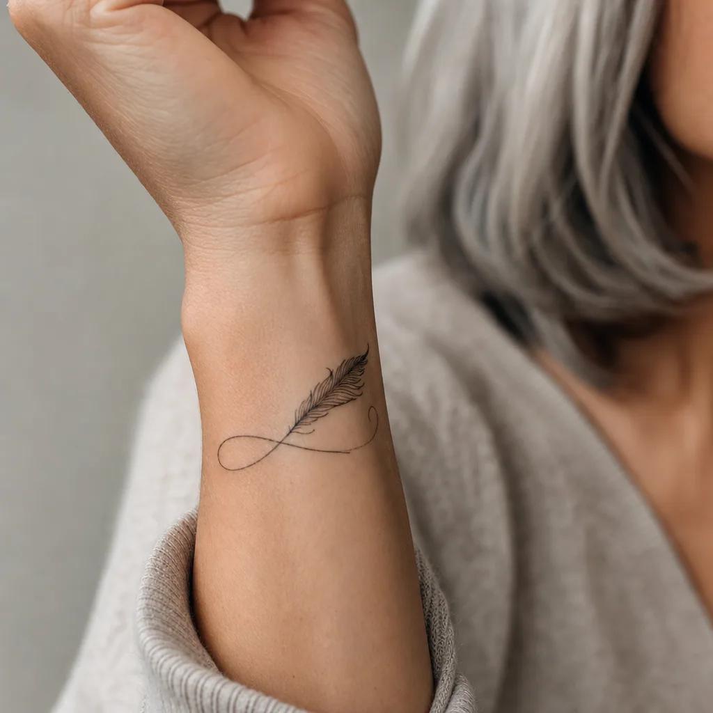 feder-tattoo feder mit schriftzug