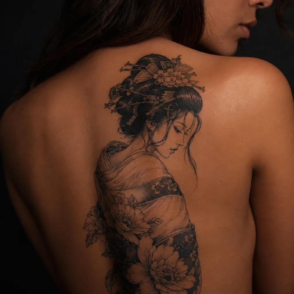 frau-tattoo japanische geisha