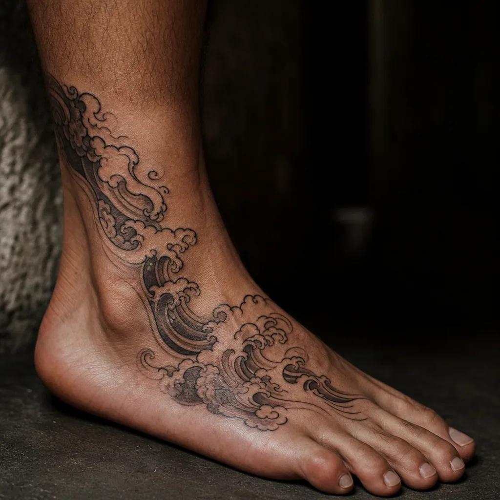 fuß-tattoo mikro-realistische feder
