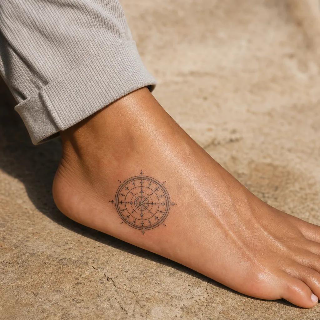fuß-tattoo geometrische wolfspfote