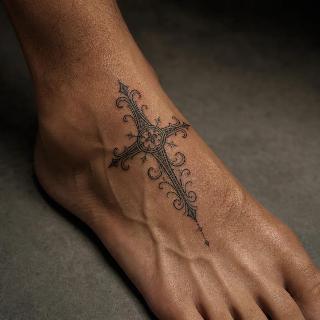 fuß-tattoo initiale als lettering