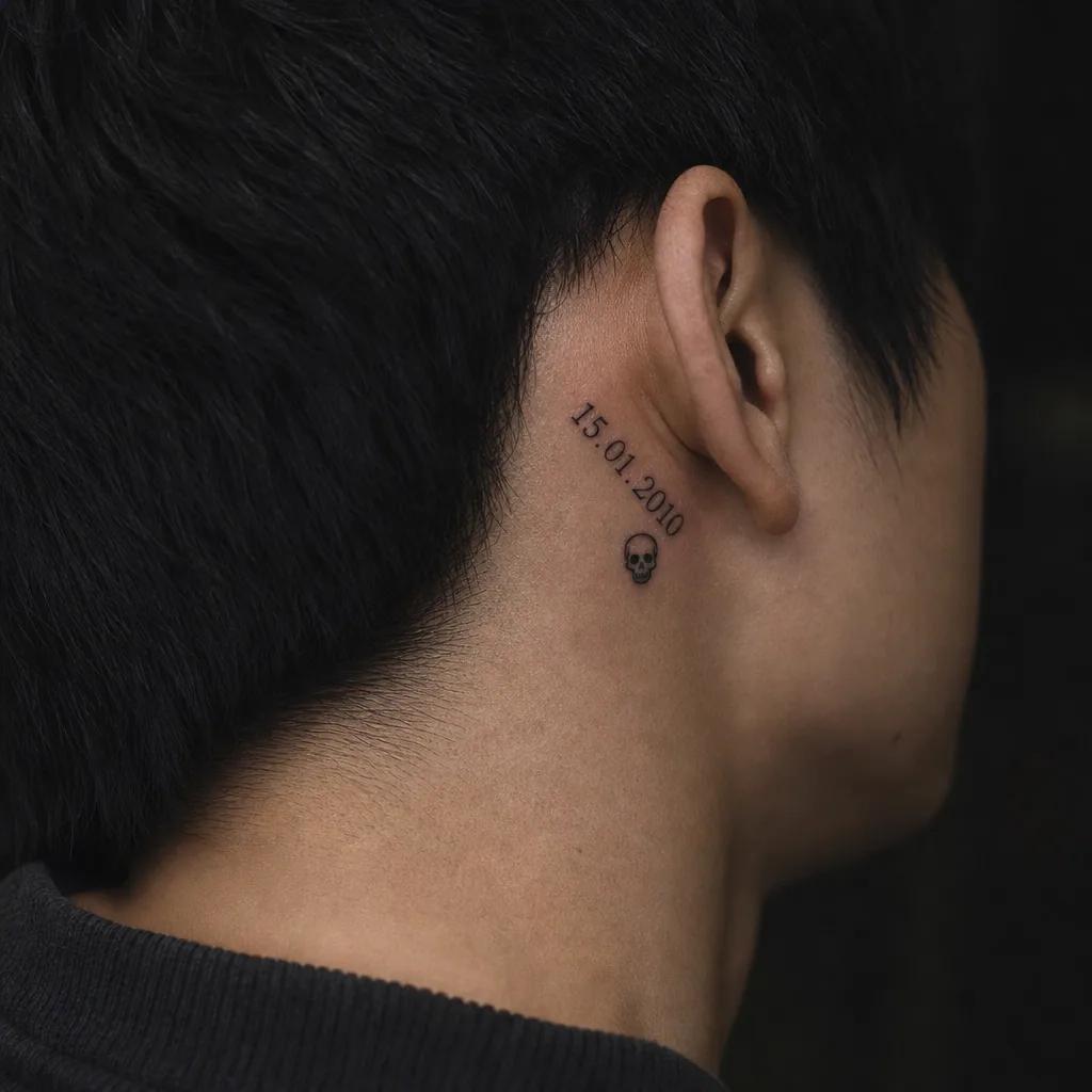 geburtsdatum-tattoo datum und totenkopf