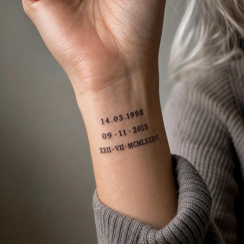 geburtsdatum-tattoo patchwork mit flash-daten