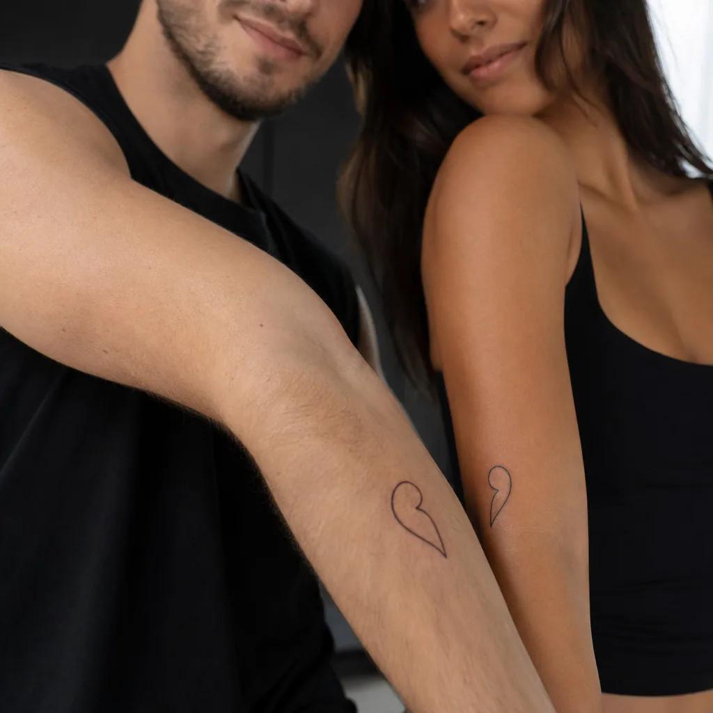 geschwister-tattoo minimalistische herzen