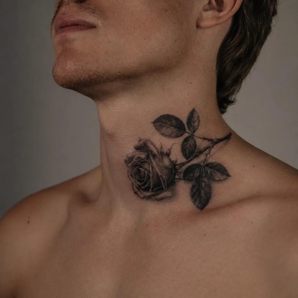 hals-tattoo realistische rose