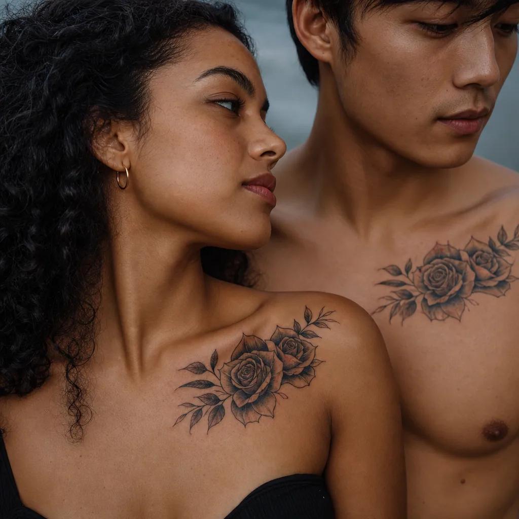 hochzeit-tattoo hochzeitsrosen neo-traditional