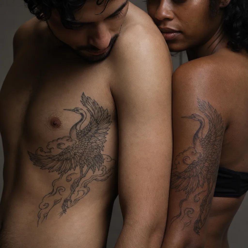 hochzeit-tattoo japanische kraniche zur hochzeit