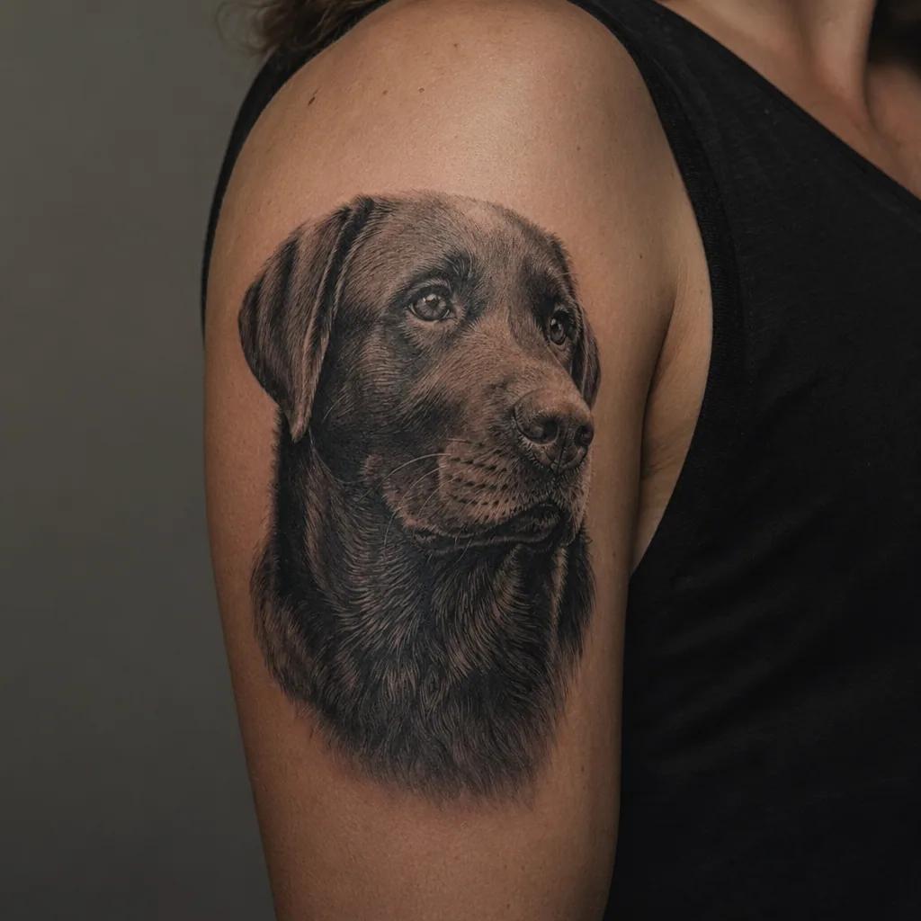 hund-tattoo hundekopf blackwork