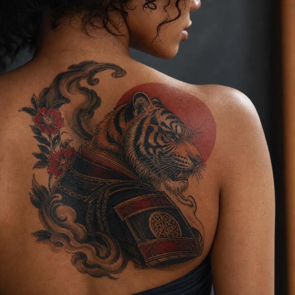 japanese-tattoo neo-traditional tiger-samurai