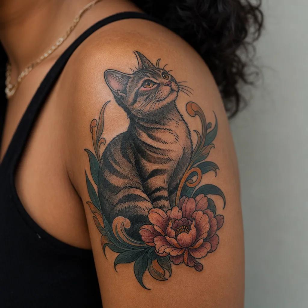katze-tattoo geometrische katze mit facetten