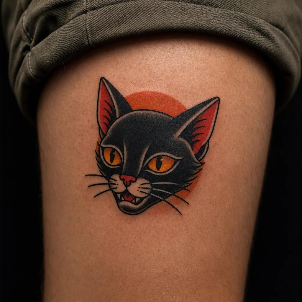 katze-tattoo ornamentales katzen-skelett