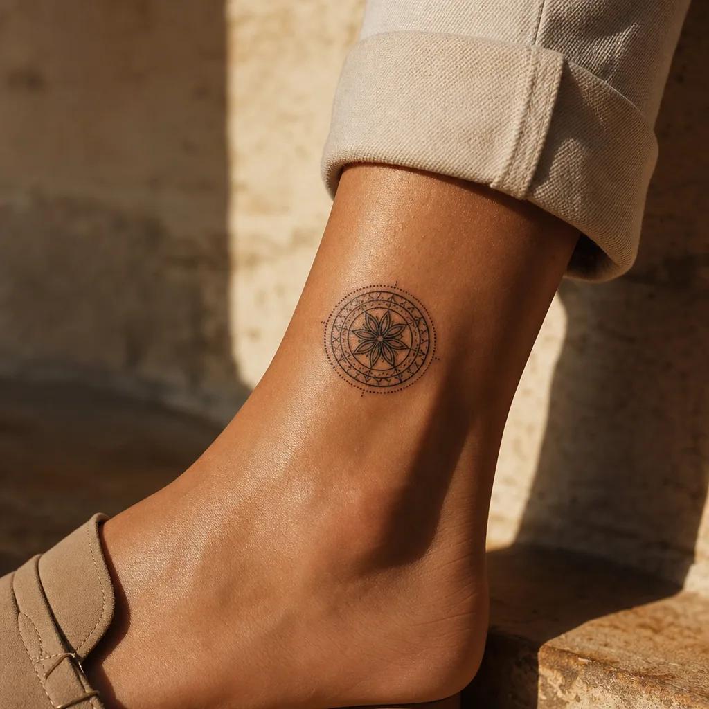 knöchel-tattoo geometrischer wolf