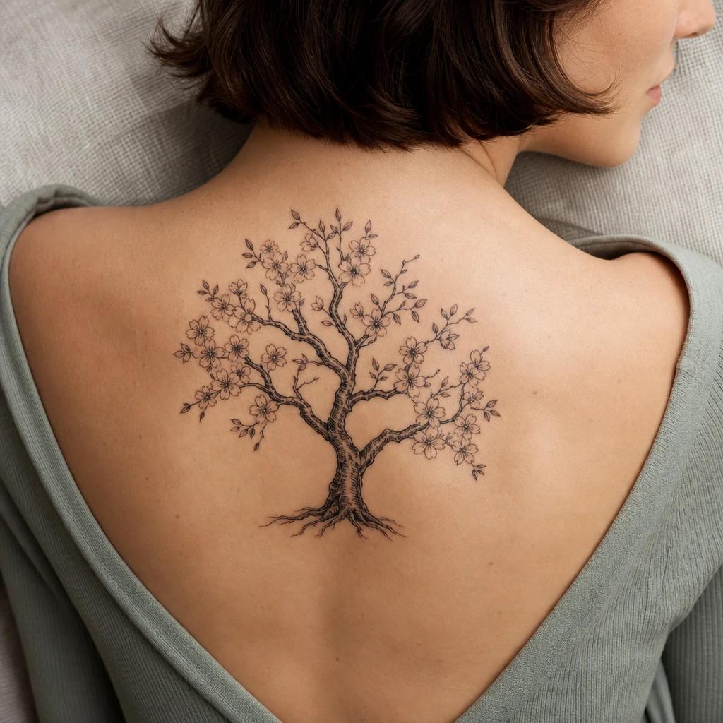 lebensbaum-tattoo blühender lebensbaum