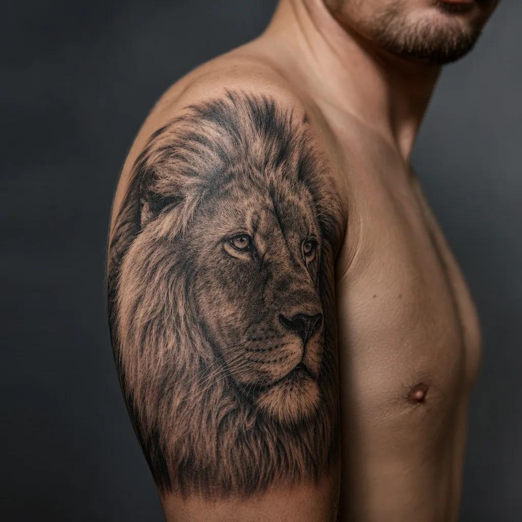 idée tatouage lion portrait lion realiste